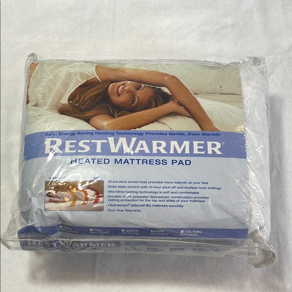 New Unused King Size Heated Mattress Pad White Rest Warmer Dual Control